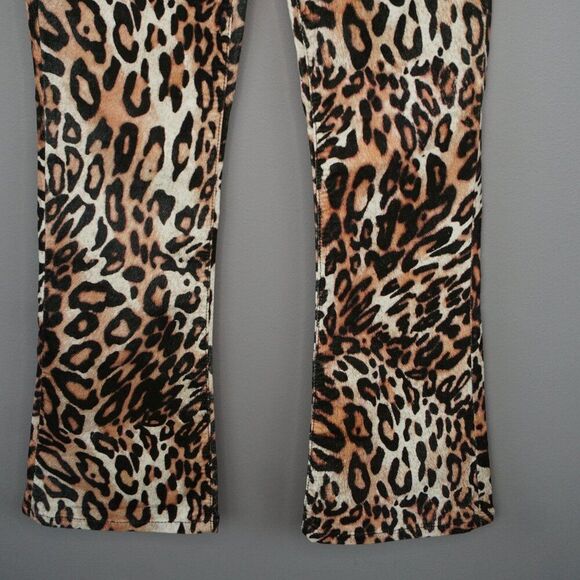 New AG The Quinne Crop High Rise Kick-Flare Pants in Bold Leopard Ivory Dust 24 - Picture 7 of 15